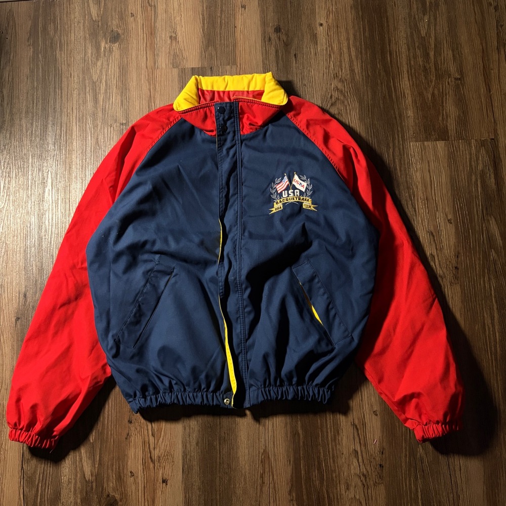 Vintage USA Racquetball Team Dunbrooke Jacket Men's Size L Red Embroidered